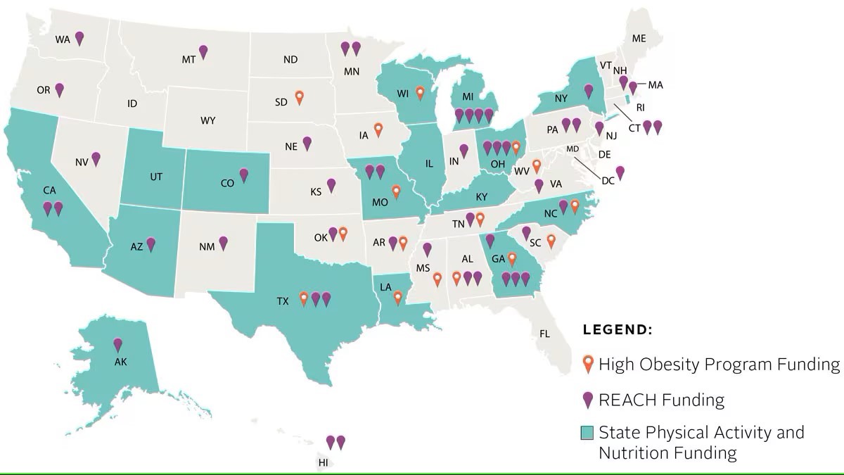 A map of the united states with different colored areas

Description automatically generated